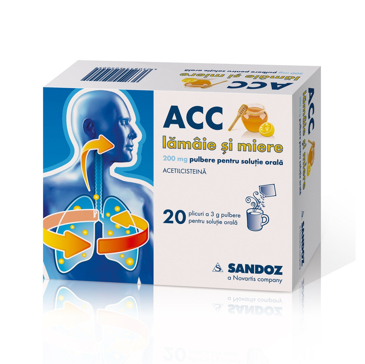 ACC lamaie si miere, 200 miligrame, 20 plicuri, Sandoz