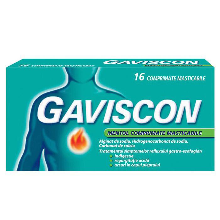 Gaviscon Mentol, 16 comprimate masticabile, Reckitt Benckiser Healthcare