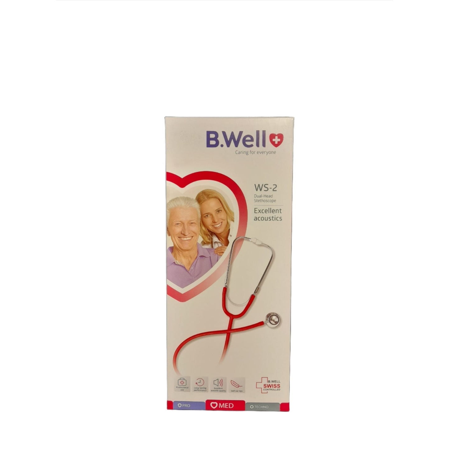 Stetoscop cu cap dublu culoare rosu WS-2, 1 bucata, B.Well