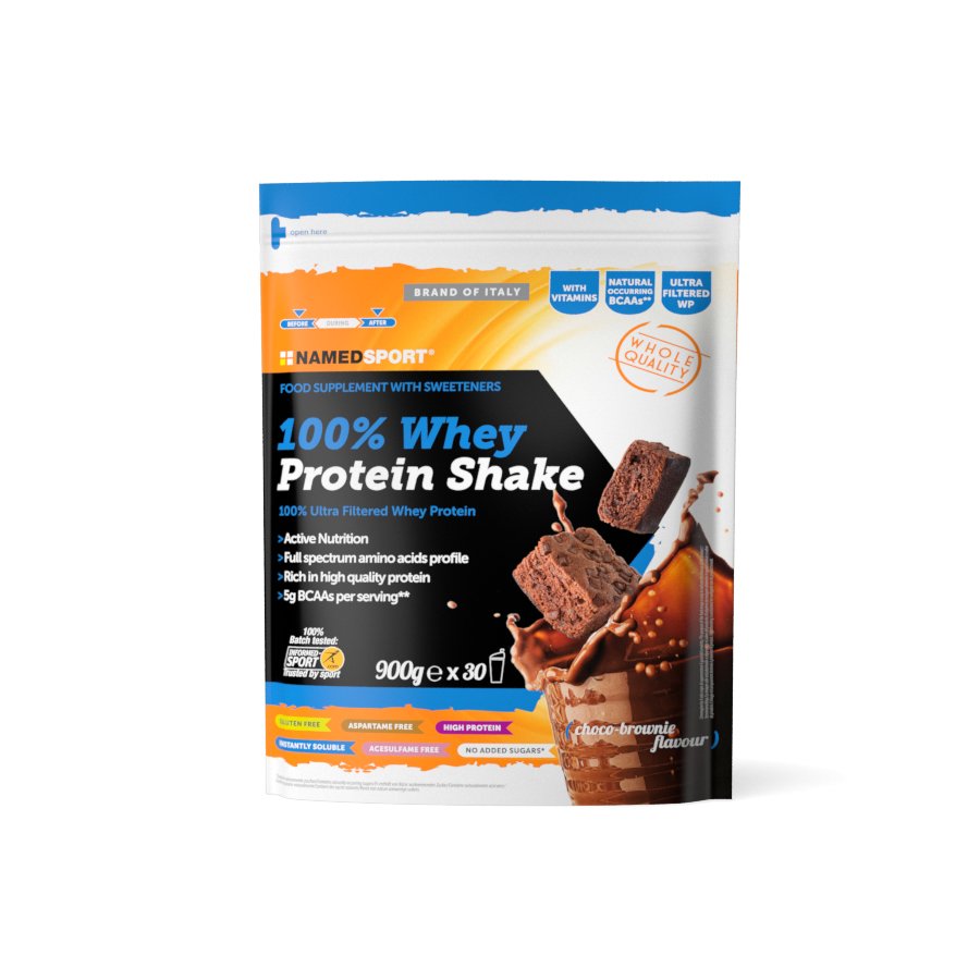 100% WHEY PROTEIN SHAKE> Choco-Brownie, 900 gr, Named Sport