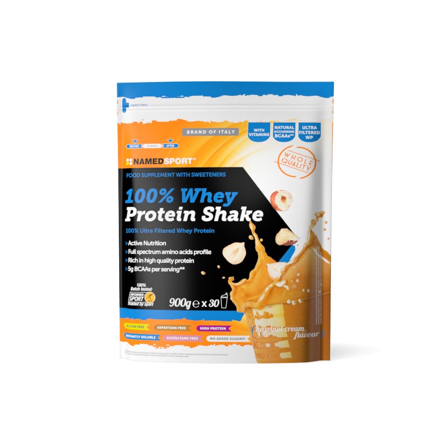 100% WHEY PROTEIN SHAKE> Hazelnut Cream, 900 gr, Named Sport