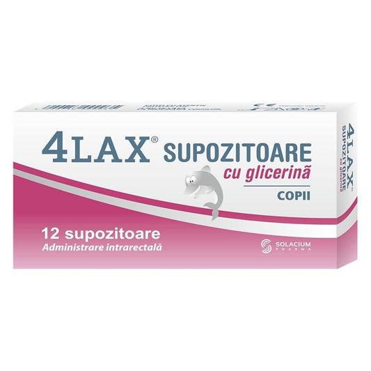 4Lax Copii 1250 miligrame, 12 supozitoare, Solacium Pharma-