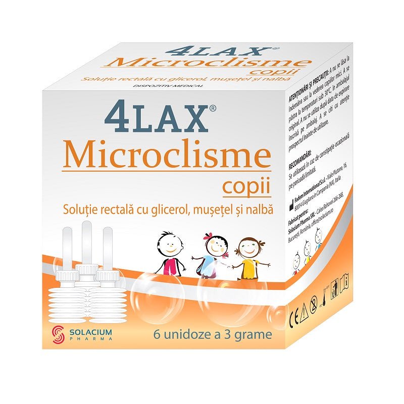 4Lax, Microclisme pentru copii, 6 unidoze x 3 g, Solacium Pharma