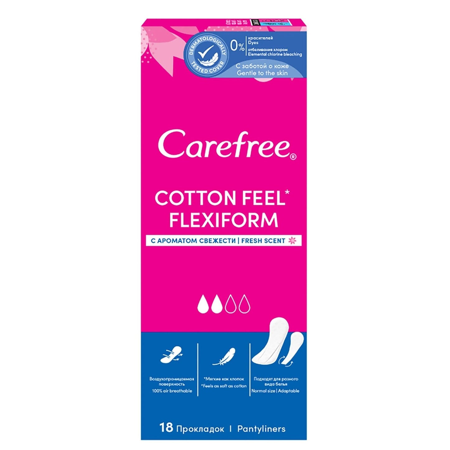 Absorbante Pantyliners Flexiform Carefree, 18 bucati, Johnson&Johnson