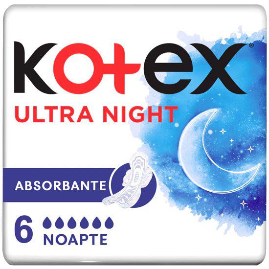 Absorbante Ultra Night Kotex Normal, 6 bucati, Kotex-