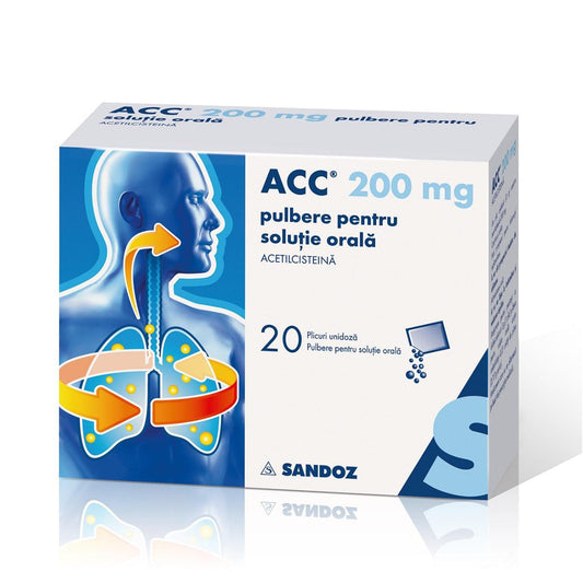 ACC, 200 miligrame, pulbere pentru soluţie orală, 20 plicuri, Sandoz-