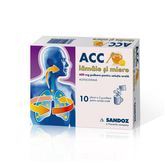 ACC lamaie si miere, 600 miligrame, 10 plicuri, Sandoz