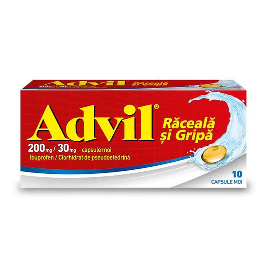 Advil raceala si gripa, 200 miligrame/30 miligrame, 10 capsule moi, Gsk