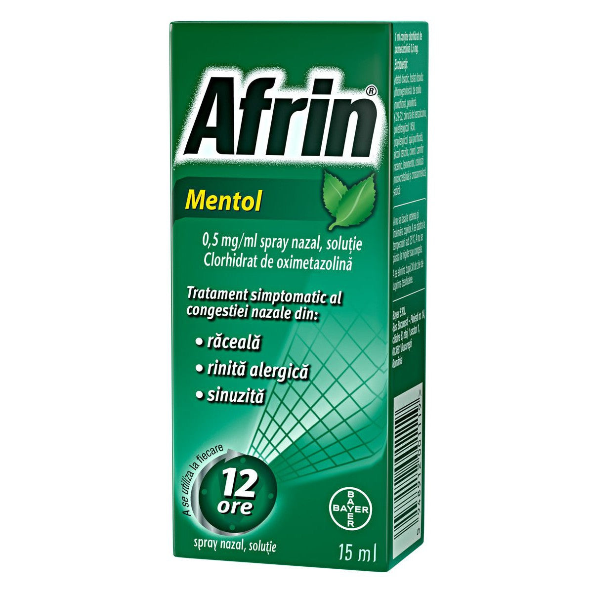 Afrin Mentol spray nazal, soluție, 0,5 mg/ml, 15 ml, Bayer