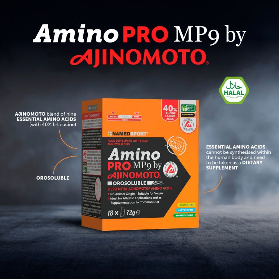 AMINOPRO MP9 AJINOMOTO, 72 gr, 18 plicuri orosolubile de 4 gr, Named Sport-