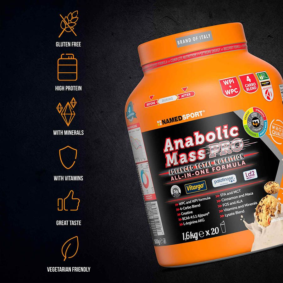 ANABOLIC MASS PRO> American Cookies, 1600 gr, Named Sport-