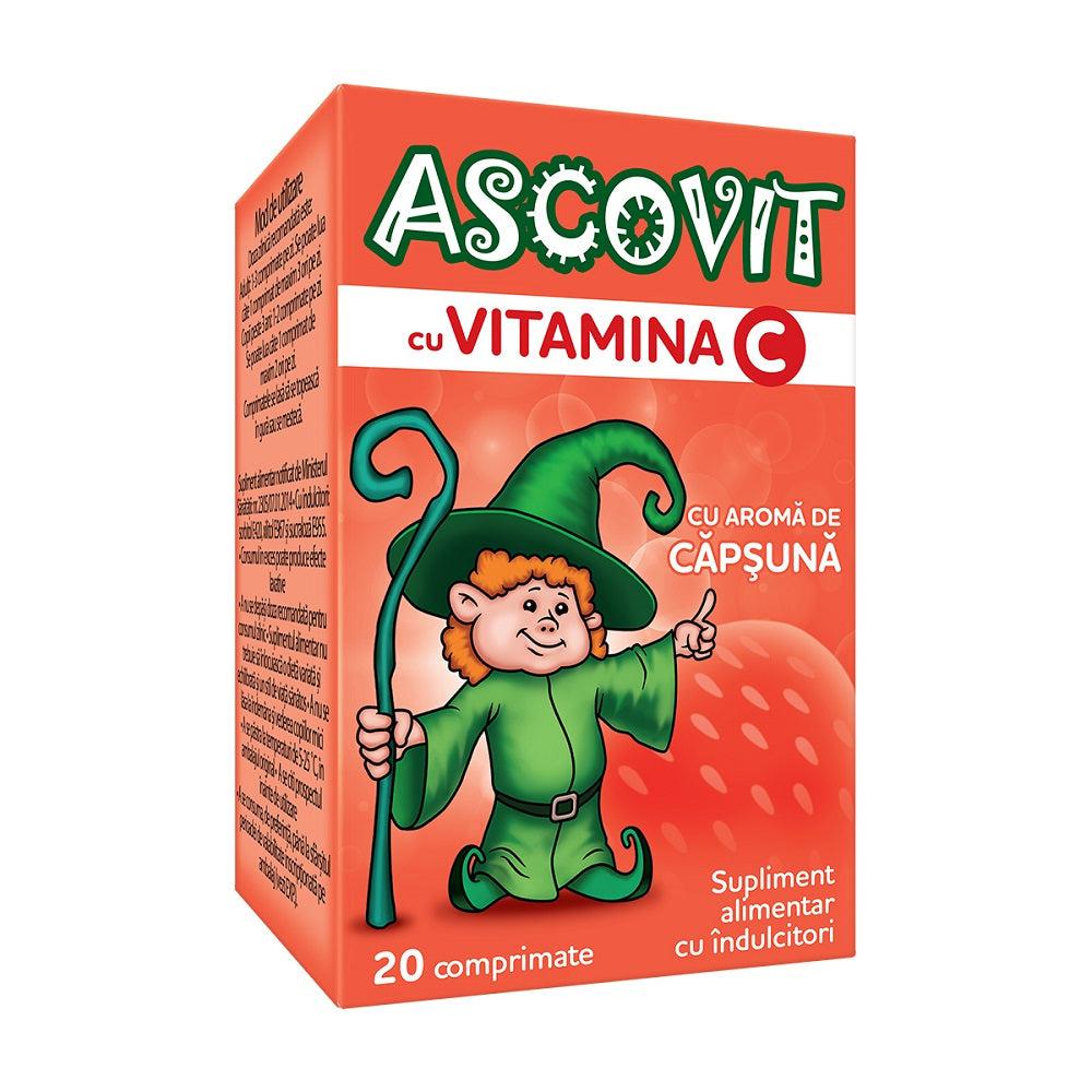 Ascovit cu Vitamina C aroma de capsuni, 20 comprimate, Omega Pharma