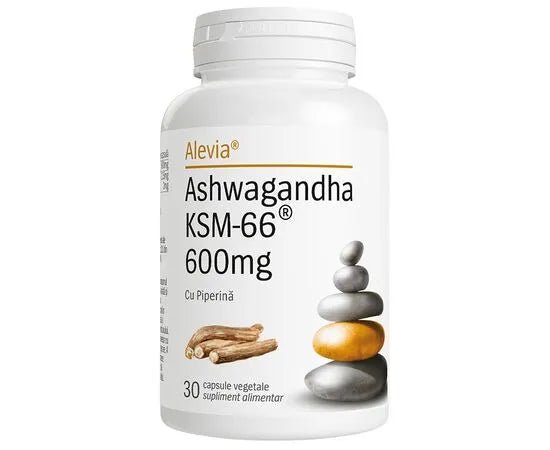 Ashwagandha KSM - 66 600 mg cu Piperina 30 capsule Alevia - 6423602018060