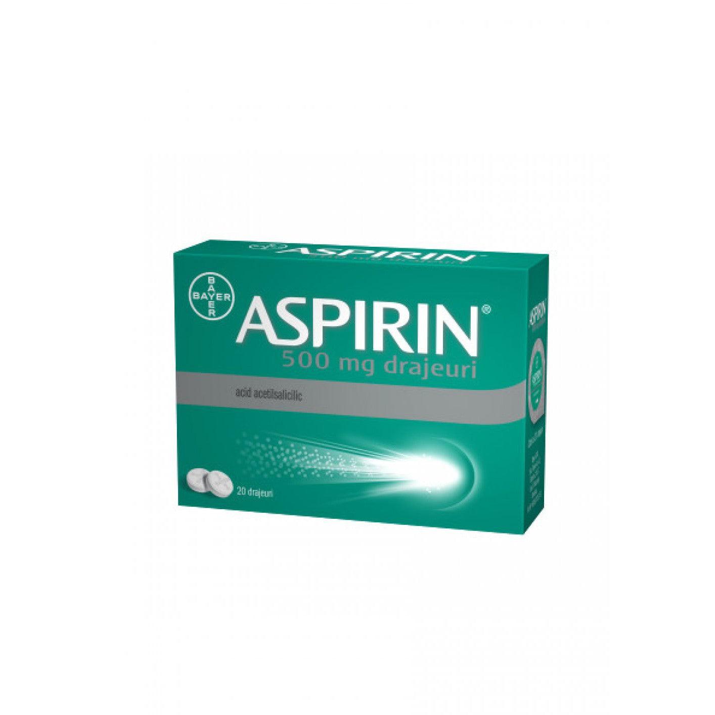 Aspirin, 500 mg, 20 drajeuri, Bayer-