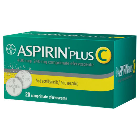 Aspirin Plus C, 400 mg/240 mg, 20 comprimate efervescente, Bayer