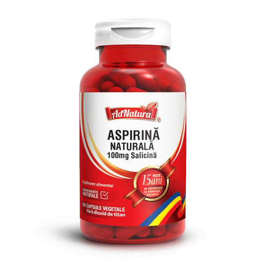 Aspirina naturala – 100 mg Salicină, 60 capsule, AdNatura