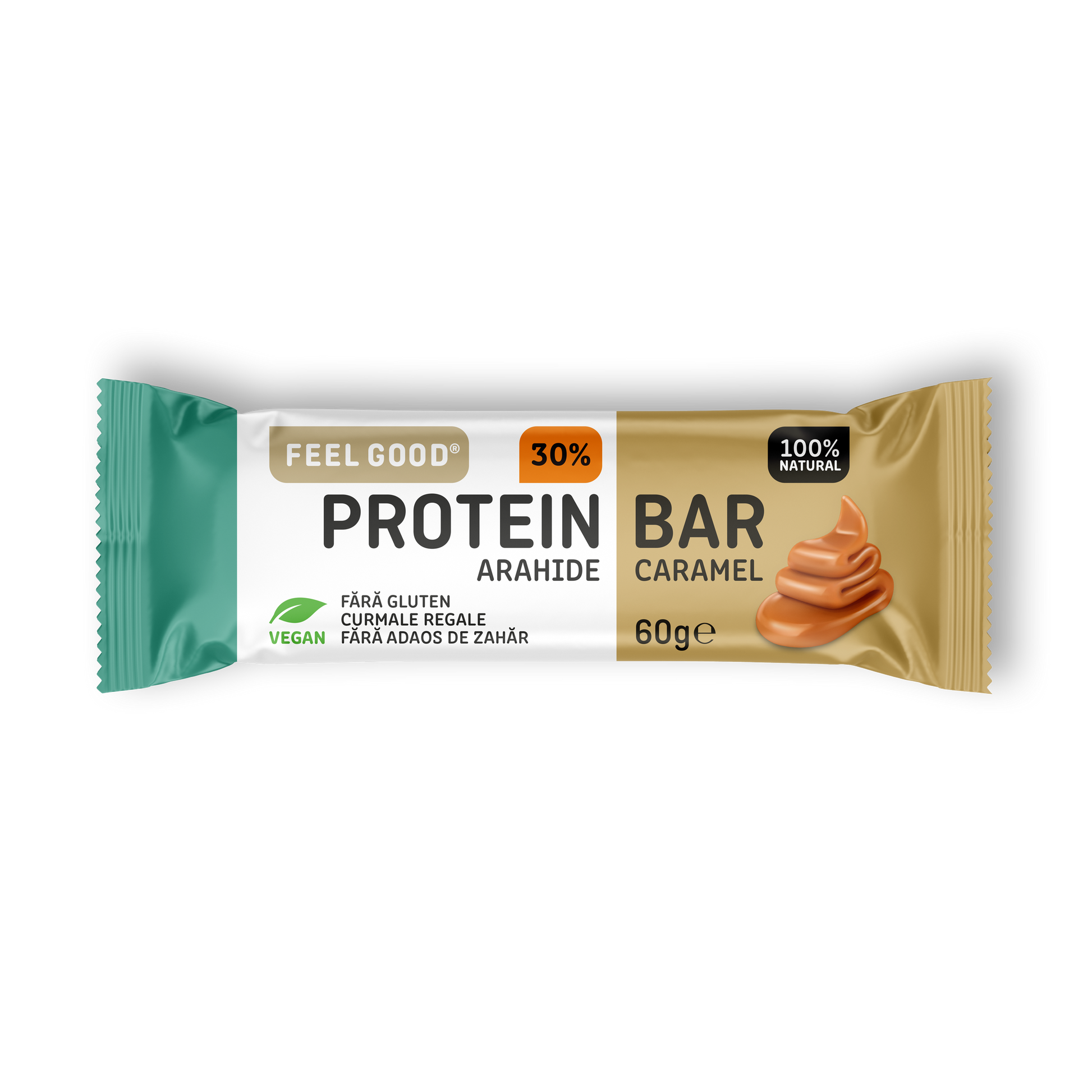 Baton proteic cu caramel si arahide, 60g x 1 baton, Feel Good