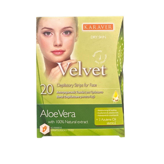 Benzi depilatoare pentru fata cu aloe vera Velvet, 20 bucati, Karaver