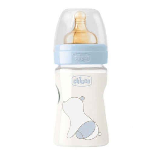 Biberon WB PP tetina silicon, flux normal, bleu, 150 ml, +0 luni, Chicco