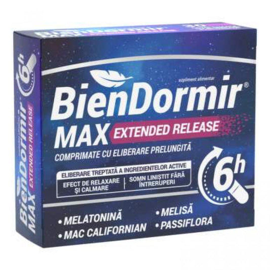Bien Dormir Max Extended Release, 30 comprimate cu eliberare prelungita, Fiterman-