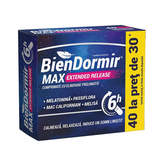 Bien Dormir Max Extended Release, 40 comprimate, Fiterman Pharma-