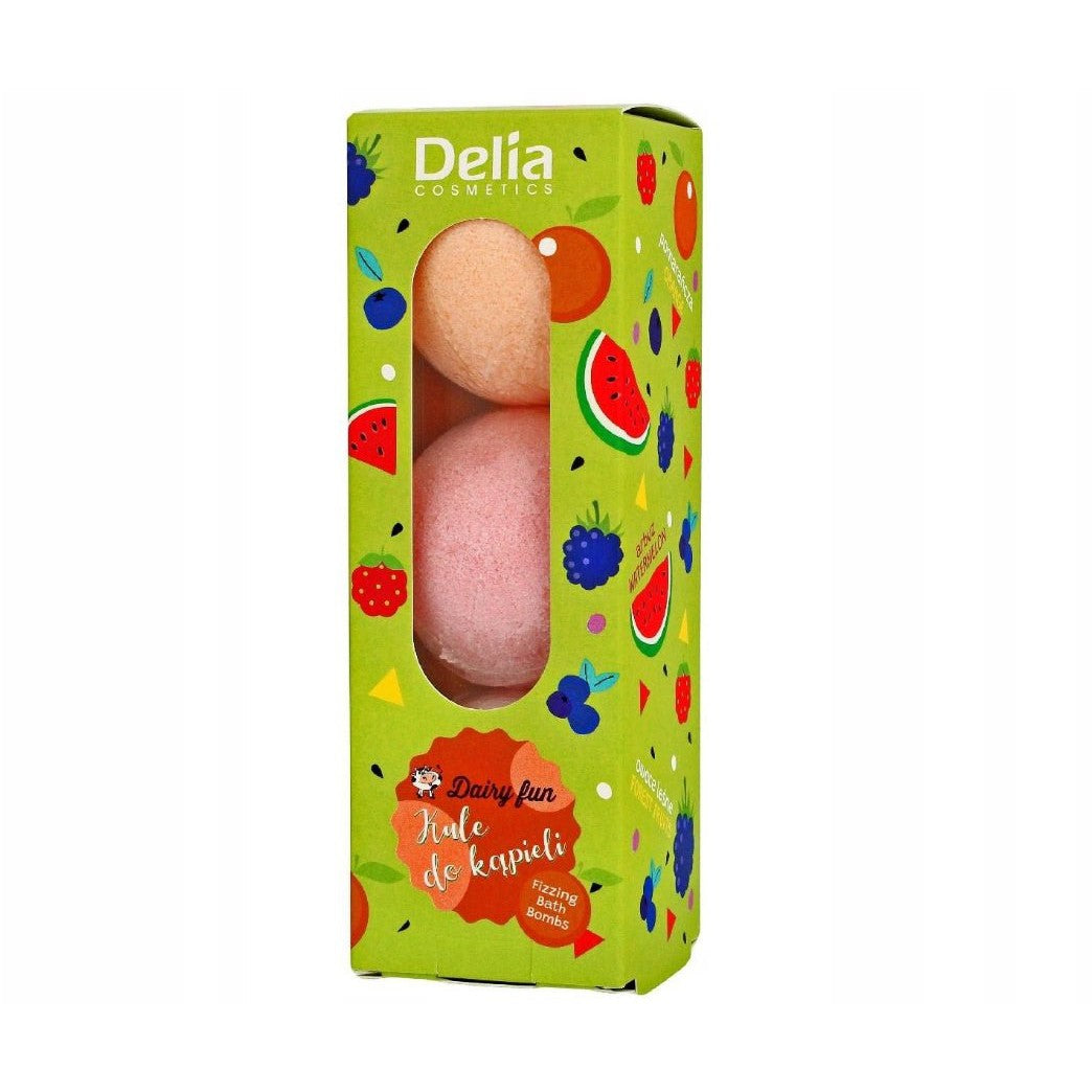 Bile de baie pepene, portocale, fructe de padure, Dairy Fun, 3 bucati, Delia Cosmetics