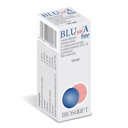 Blu Yal A Free 0.15 % solutie oftalmica, 10 ml, Biosooft-