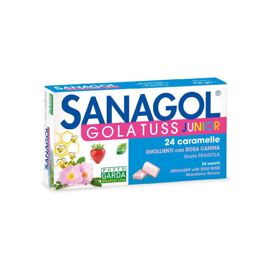 Bomboane de supt pentru gat, Sanagol Gola Tuss Junior, 24 comprimate, Phyto Garda-