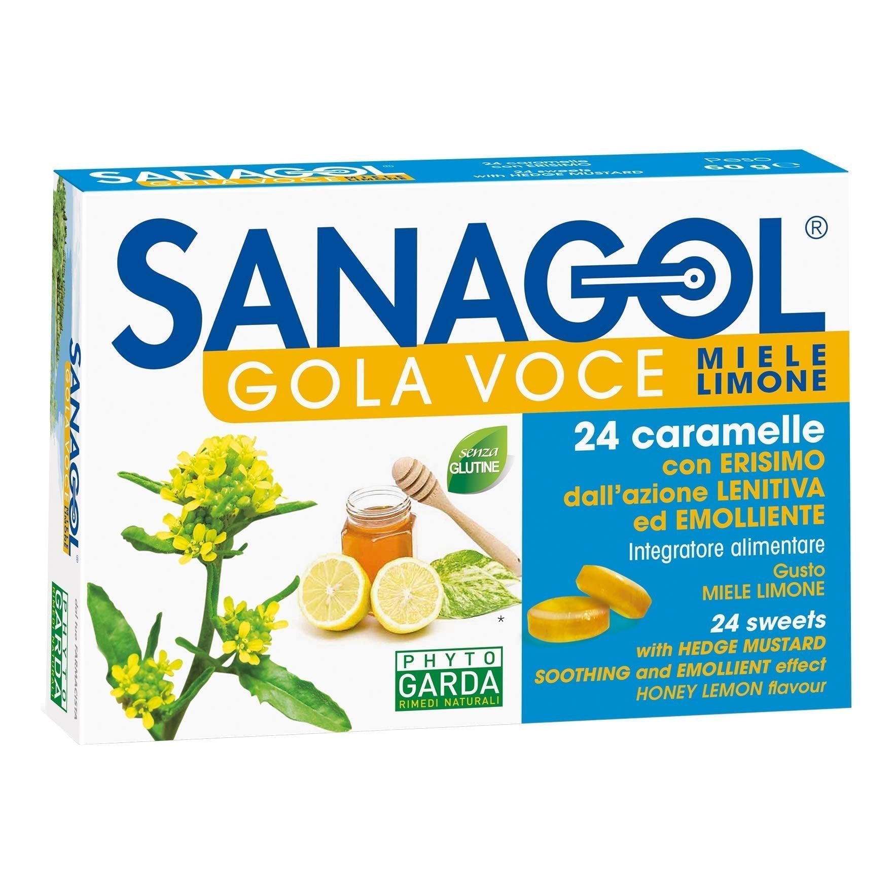 Bomboane de supt pentru gat, Sanagol Gola Voce Miele Limone, 24 comprimate, Phyto Garda-