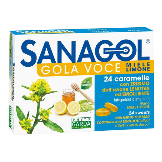 Bomboane de supt pentru gat, Sanagol Gola Voce Miele Limone, 24 comprimate, Phyto Garda