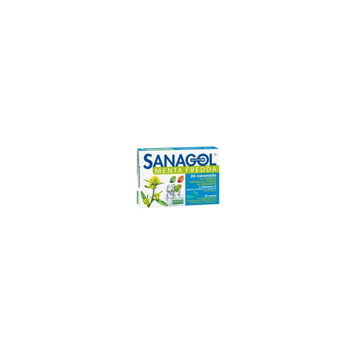 Bomboane de supt pentru gat, Sanagol Menta Fredda, 24 comprimate, Phyto Garda - 8051490300677
