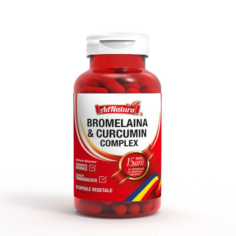 Bromelaina si Curcumin complex, 30 capsule, AdNatura-