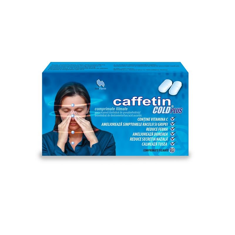 Caffetin Cold Plus, 10 comprimate filmate, Alkaloid-