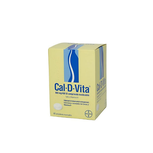 Cal-D-Vita, 600 mg/ 400 UI, 60 comprimate masticabile, Teofarma-