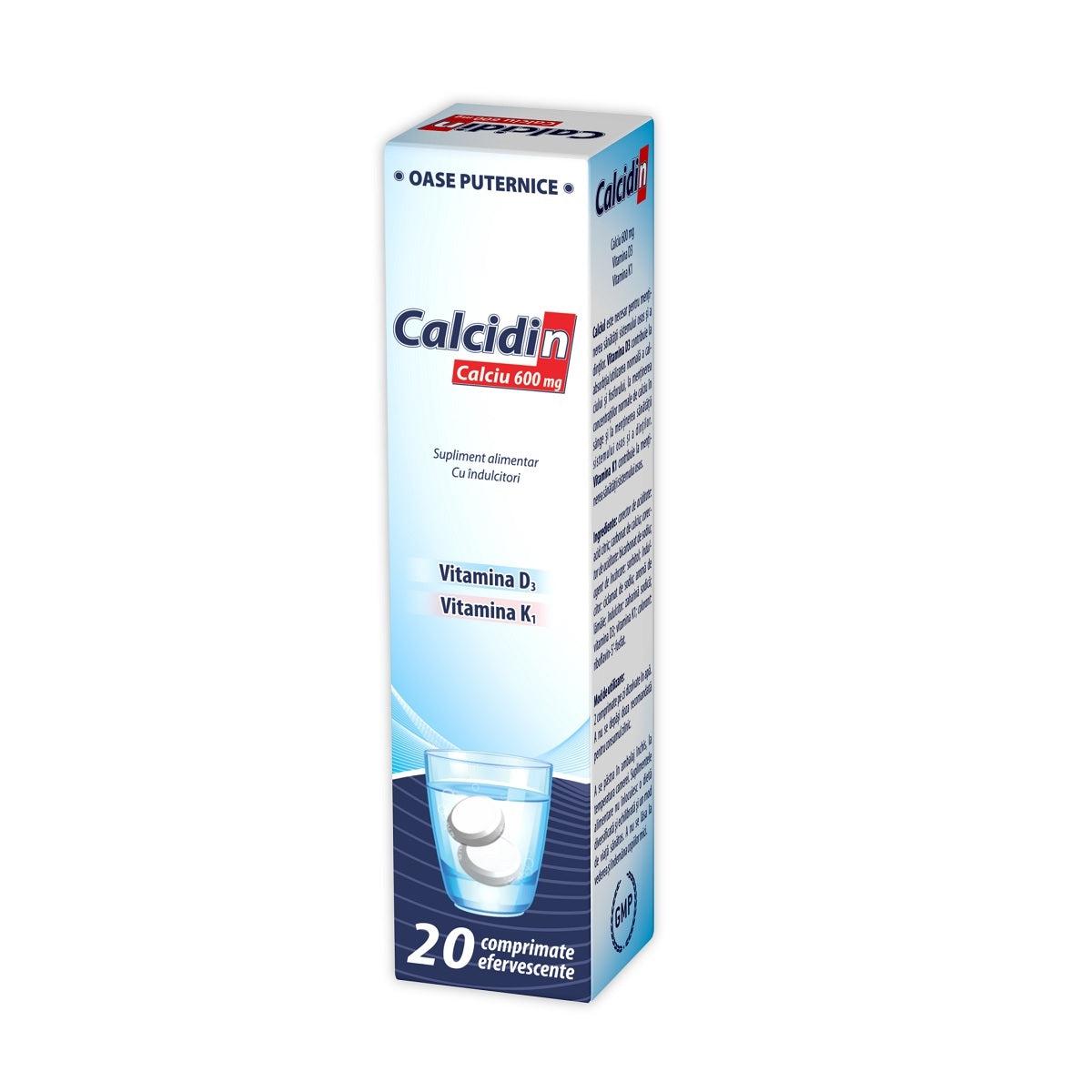 Calcidin 600 mg, 20 comprimate efervescente, Zdrovit-