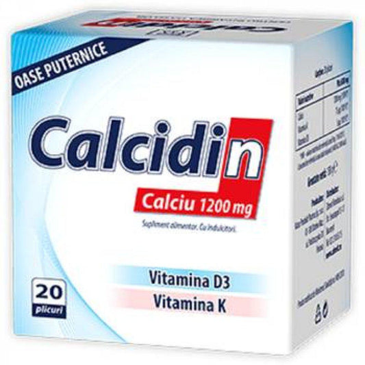 Calcidin, Calciu, 1200 mg, 20 plicuri, Zdrovit-