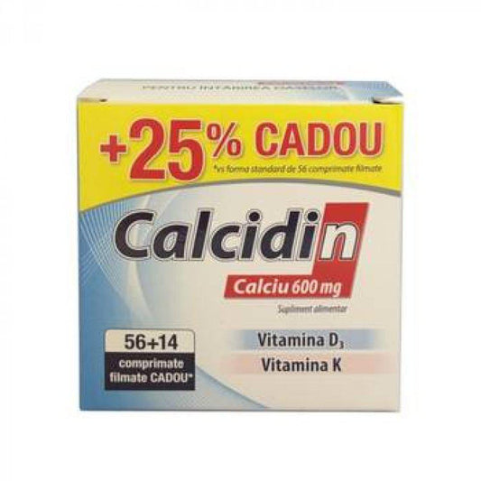 Calcidin, Calciu 600mg, 56 + 14 comprimate cadou, Zdrovit-