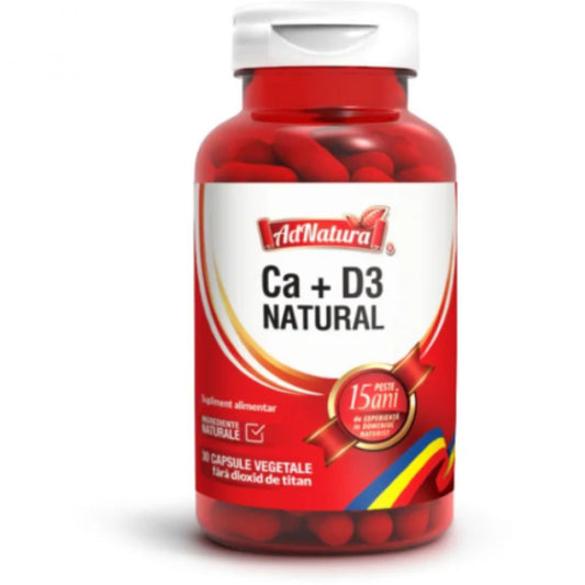 Calciu + D3 natural, 30 capsule, AdNatura