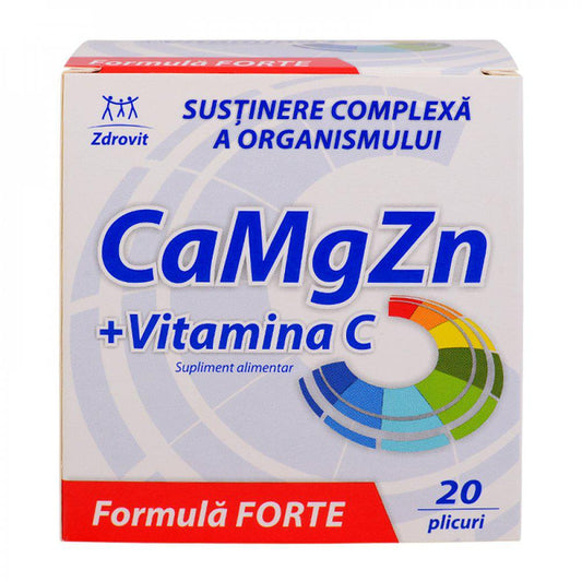 CaMgZn + Vitamina C, 20 plicuri, Zdrovit-