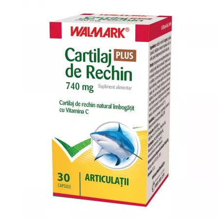 Cartilaj de Rechin Plus 740 miligrame cu Vitamina C, 30 capsule, Walmark-