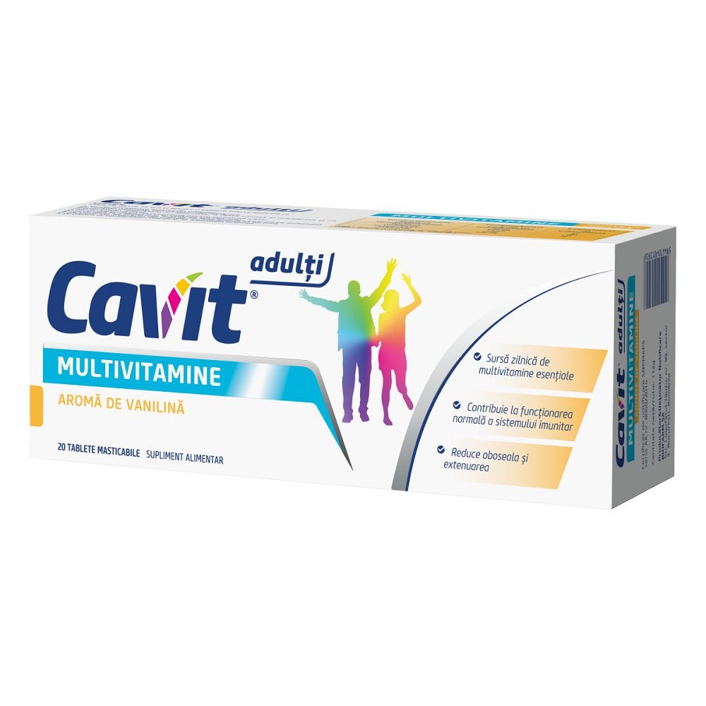 Cavit Adulti Multivitamine aroma de caise, 20 comprimate masticabile, Biofarm-