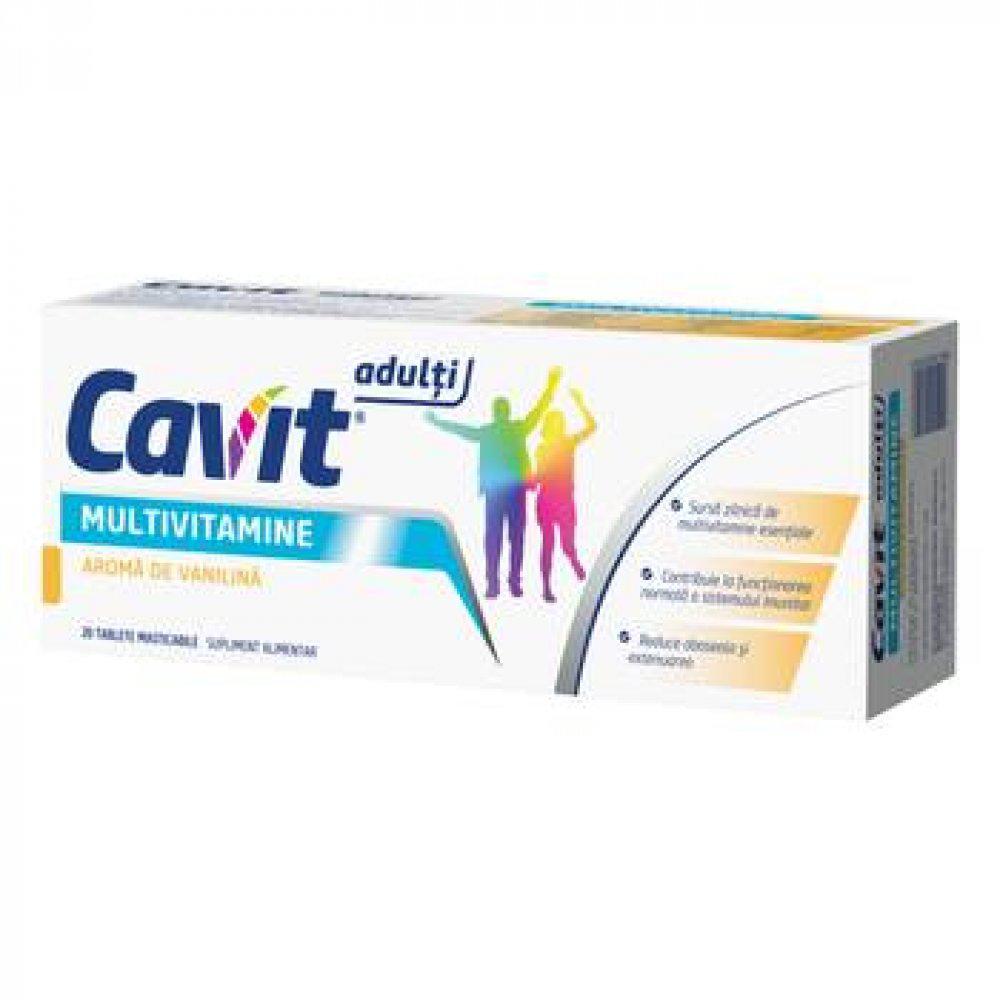 Cavit Adulti Multivitamine aroma de vanilie, 20 comprimate masticabile, Biofarm-