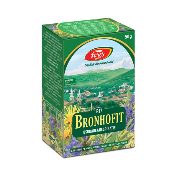 Ceai Bronhofit Usurarea respiratiei, R17, 50 g, Fares-