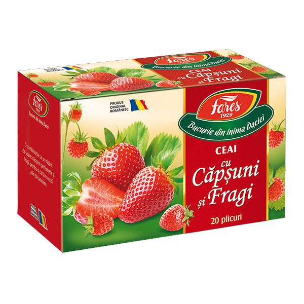 Ceai de capsuni si fragi Aromfruct, 20 plicuri, Fares