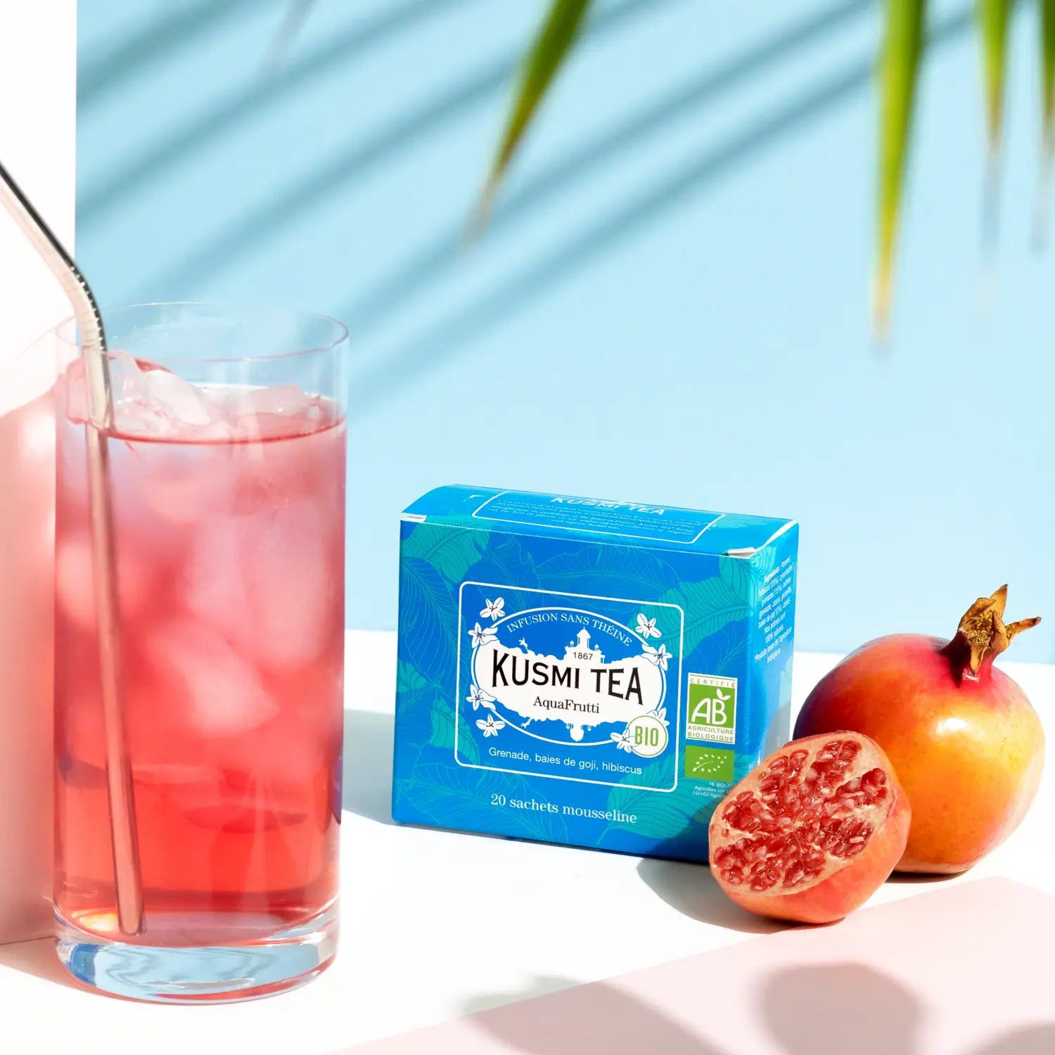 Ceai organic AquaFrutti, 20 plicuri muslin, 40gr, Kusmi Tea