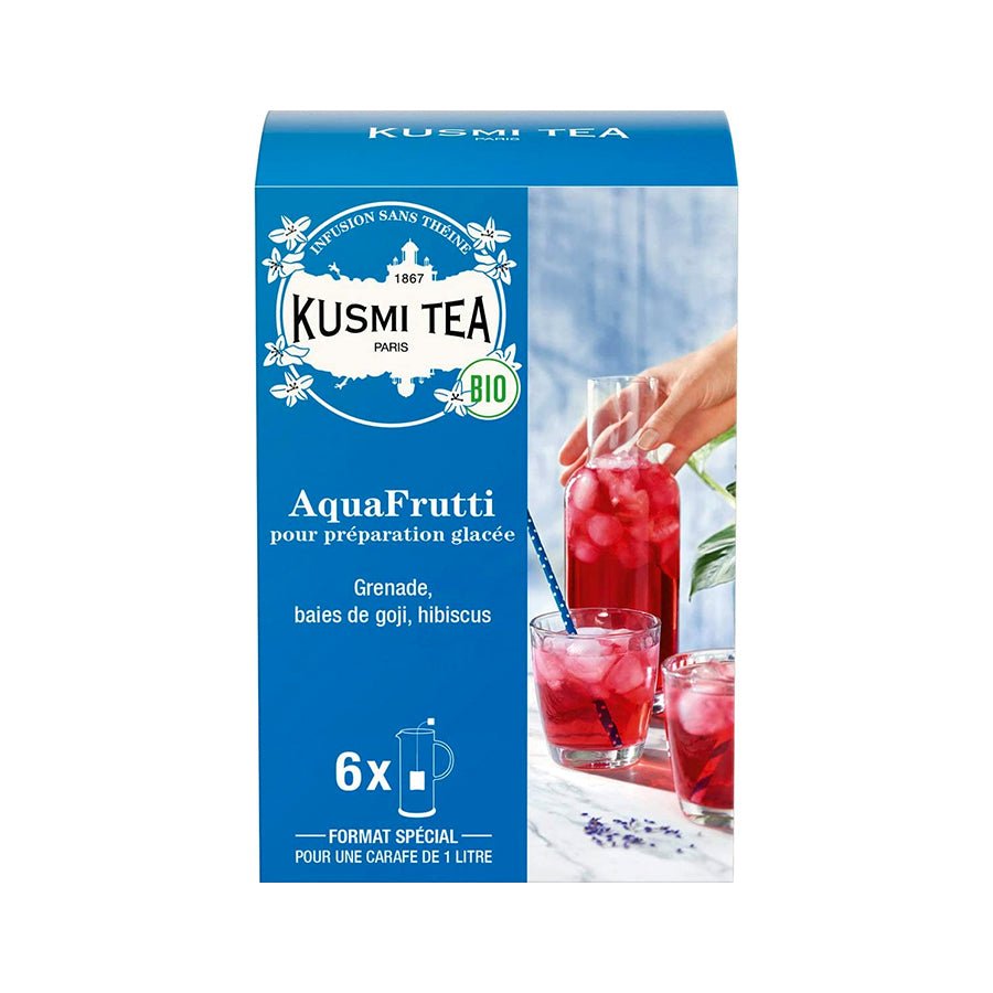 Ceai organic AquaFrutti pentru Iced Tea, 6 plicuri mari muslin, 48gr, Kusmi Tea