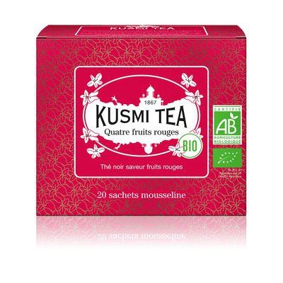 Ceai organic Four Red Fruits, 20 plicuri muslin, 40gr, Kusmi Tea