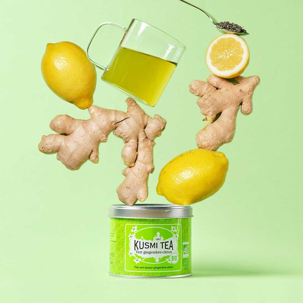 Ceai organic Green Ginger Lemon, Metal tin vrac 100gr, Kusmi Tea