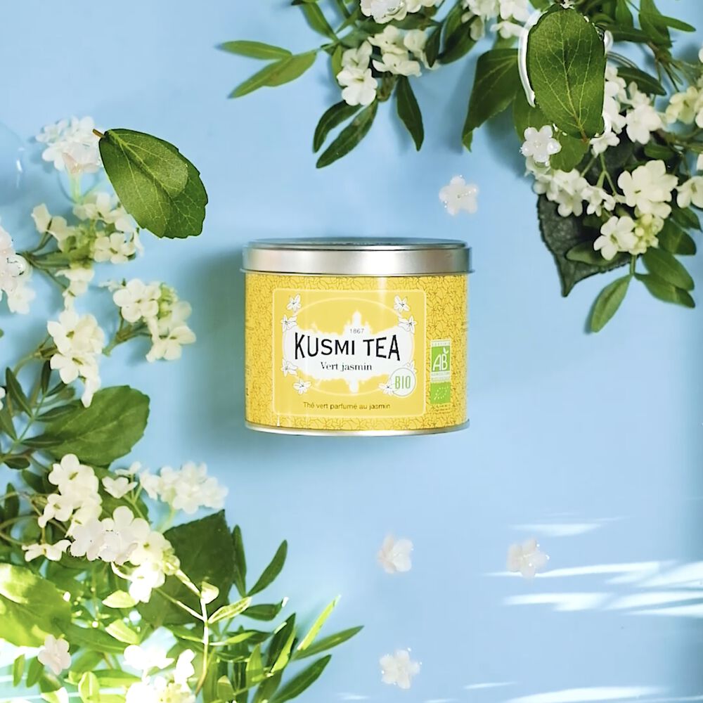 Ceai organic Green Jasmine, Metal tin vrac 100gr, Kusmi Tea