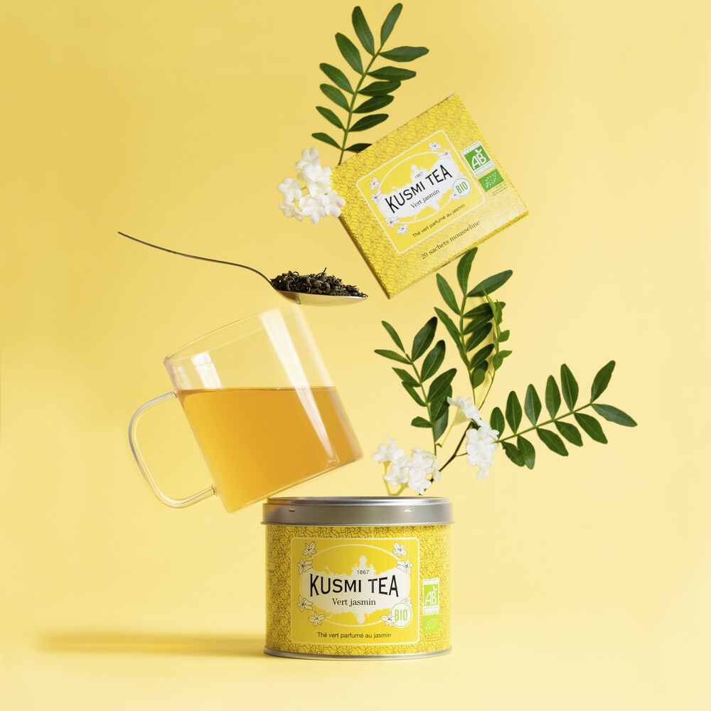 Ceai organic Green Jasmine, Metal tin vrac 100gr, Kusmi Tea